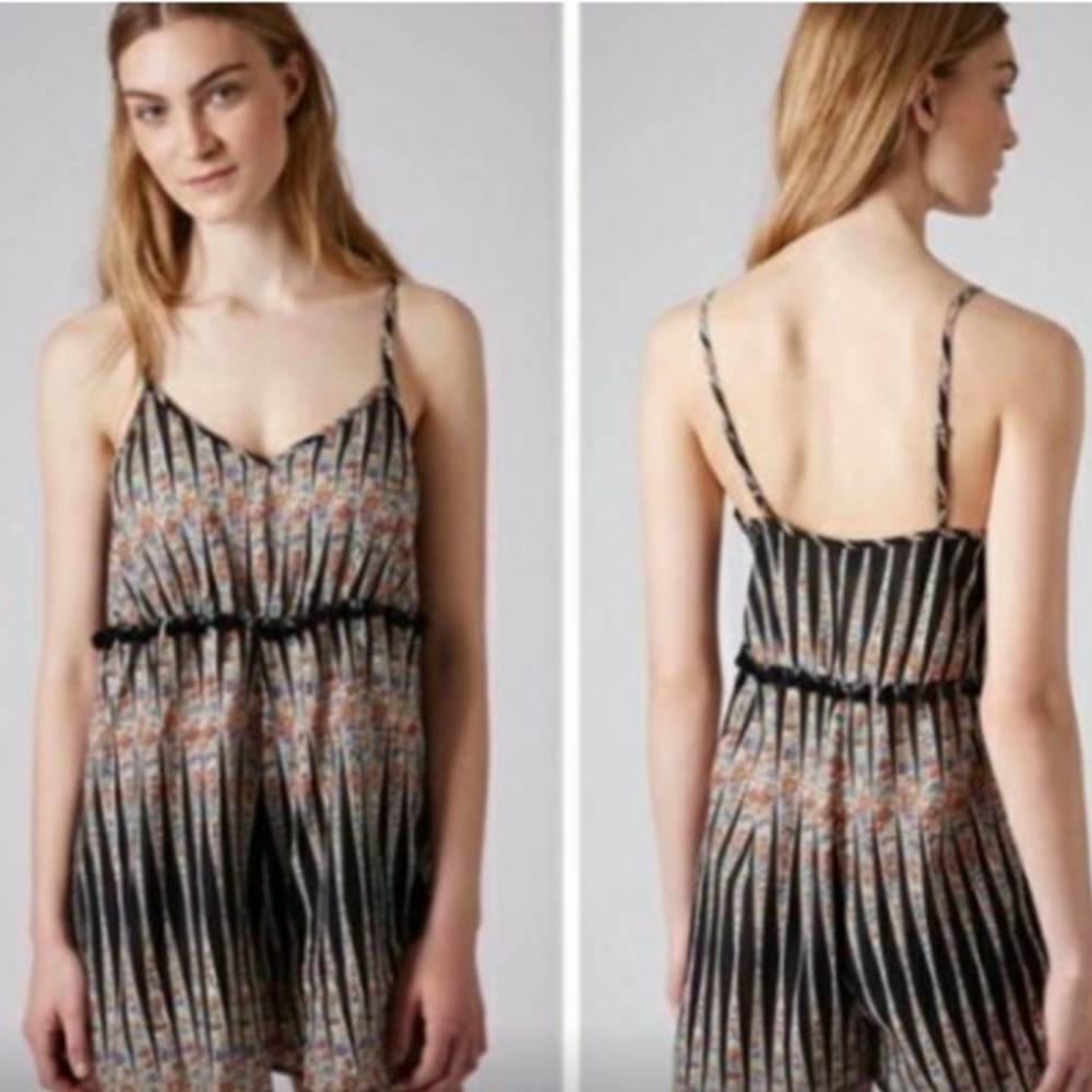 EUC- TOPSHOP Adorably Cute Multicolor Striped Jumpsuit